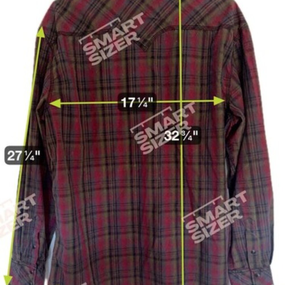 Mens Long Sleeve Shirt XL Red Plaid Snap Down Western Cowboy Rockabilly - Picture 9 of 13